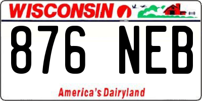 WI license plate 876NEB