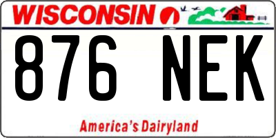 WI license plate 876NEK