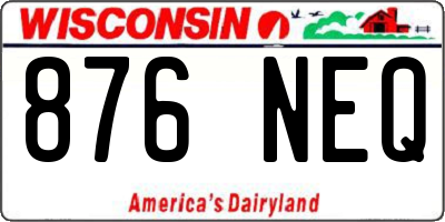 WI license plate 876NEQ