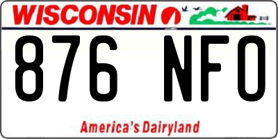 WI license plate 876NFO
