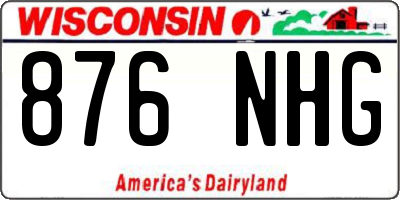 WI license plate 876NHG