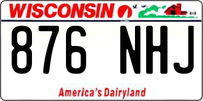 WI license plate 876NHJ