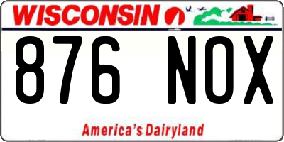 WI license plate 876NOX