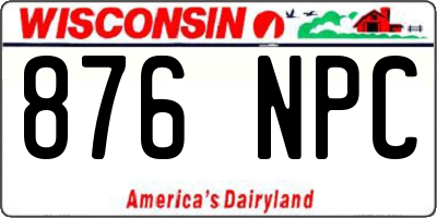 WI license plate 876NPC