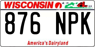 WI license plate 876NPK