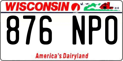 WI license plate 876NPO