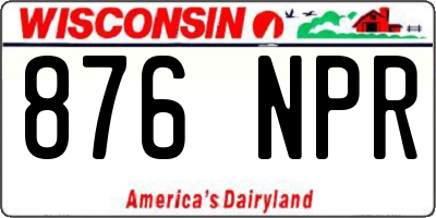 WI license plate 876NPR