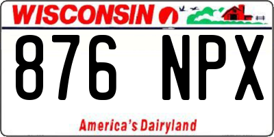 WI license plate 876NPX