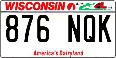 WI license plate 876NQK