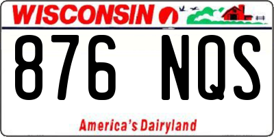 WI license plate 876NQS