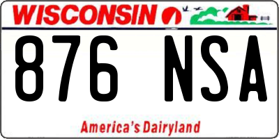 WI license plate 876NSA