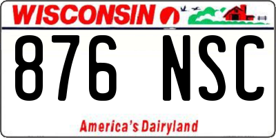 WI license plate 876NSC