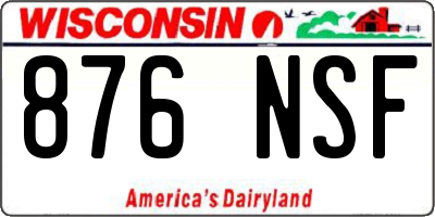 WI license plate 876NSF