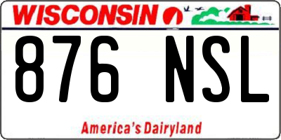 WI license plate 876NSL