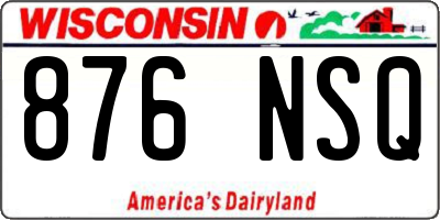 WI license plate 876NSQ