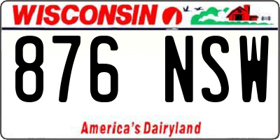WI license plate 876NSW