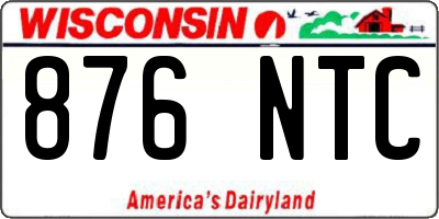 WI license plate 876NTC