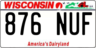 WI license plate 876NUF