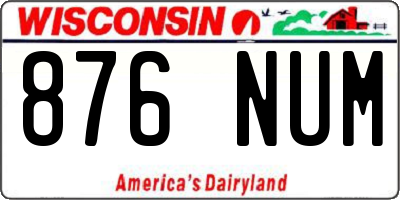 WI license plate 876NUM