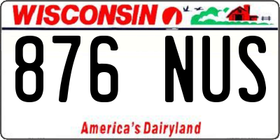 WI license plate 876NUS