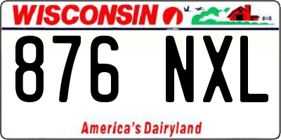 WI license plate 876NXL