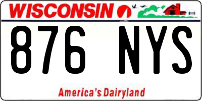 WI license plate 876NYS