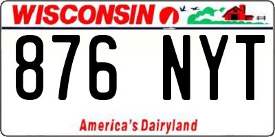 WI license plate 876NYT
