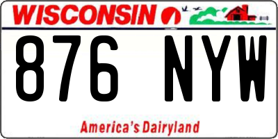 WI license plate 876NYW