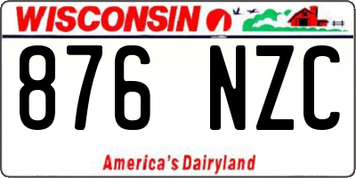 WI license plate 876NZC