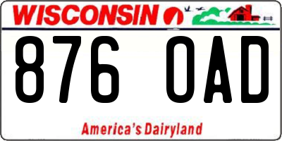 WI license plate 876OAD