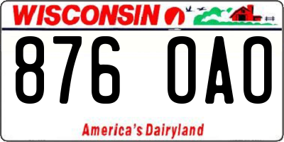 WI license plate 876OAO