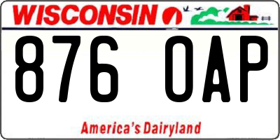 WI license plate 876OAP