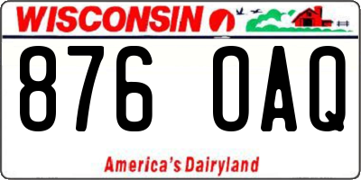 WI license plate 876OAQ