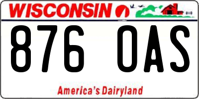 WI license plate 876OAS