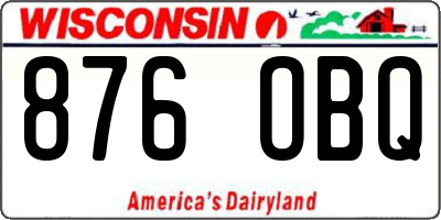 WI license plate 876OBQ
