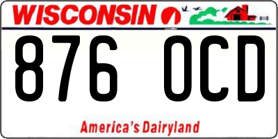 WI license plate 876OCD