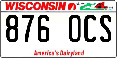 WI license plate 876OCS
