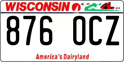 WI license plate 876OCZ