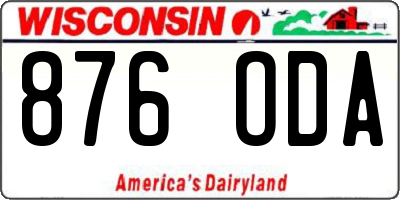WI license plate 876ODA