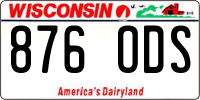 WI license plate 876ODS