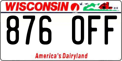 WI license plate 876OFF