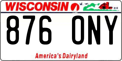 WI license plate 876ONY