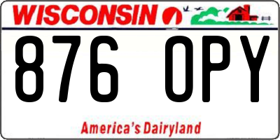 WI license plate 876OPY