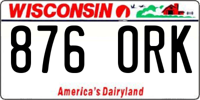 WI license plate 876ORK