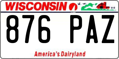 WI license plate 876PAZ