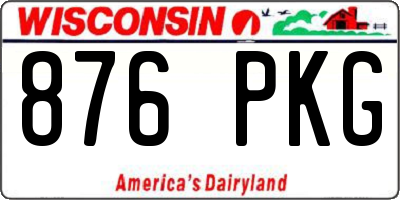 WI license plate 876PKG