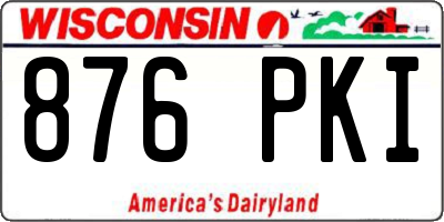 WI license plate 876PKI