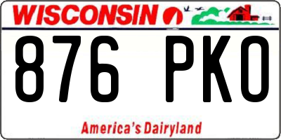 WI license plate 876PKO
