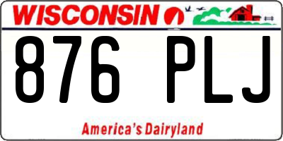 WI license plate 876PLJ