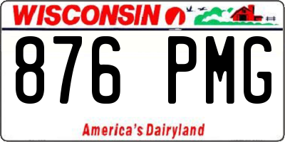 WI license plate 876PMG